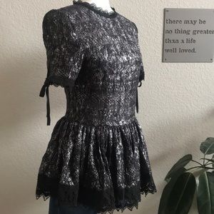 Romeo + Juliet Metallic Peplum Blouse/Mini Dress